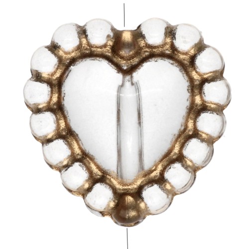 Perle a cuore da 10 mm con mini sfere in resina trasparente - Cristallo - Dorato x4