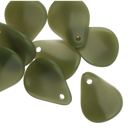 Zecchini a fiore curvo 14x10,5 mm in resina - Khaki x8