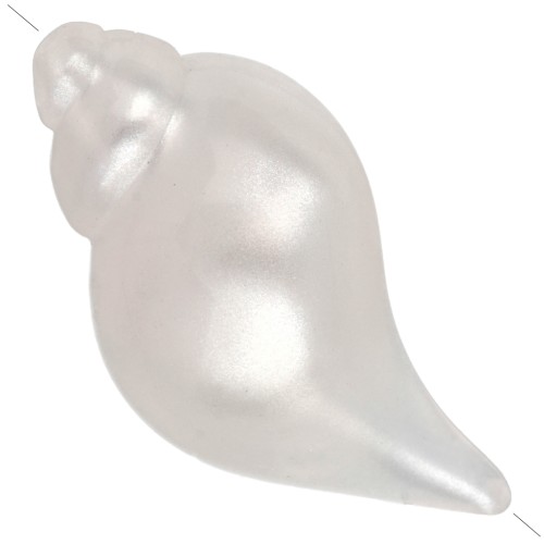 Perla a forma di conchiglia 27x15 mm in resina opaca - Bianco perlato x1
