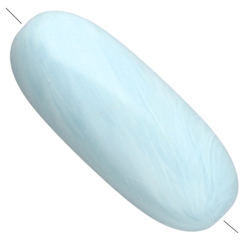 Perla color oliva 34x14 mm in resina opaca - Effetto marmorizzato azzurro chiaro x1