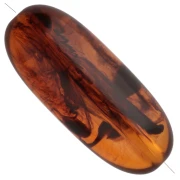 Perla color oliva 34x14 mm in resina traslucida - Ambra marmorizzata x1