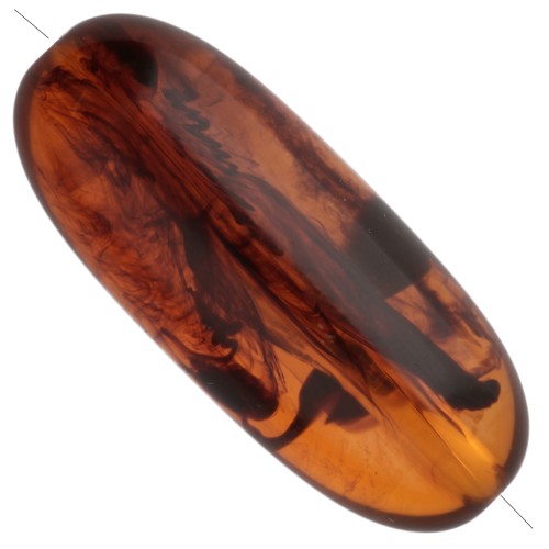 Perla color oliva 34x14 mm in resina traslucida - Ambra marmorizzata x1