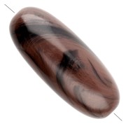 Perla color oliva 34x14 mm in resina opaca - Cioccolato marmorizzato x1