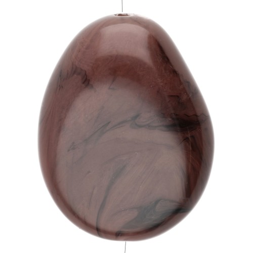 Perla piatta irregolare 22x17 mm in resina opaca - Cioccolato marmorizzato x1