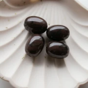 Perla color oliva 21x15 mm in resina opaca - Cioccolato marmorizzato x1