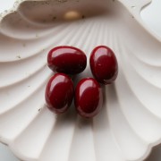 Perla color oliva 21x15 mm in resina opaca - Bordeaux x1