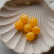 Perla rotonda da 14 mm in resina traslucida - Mango marmorizzato x6