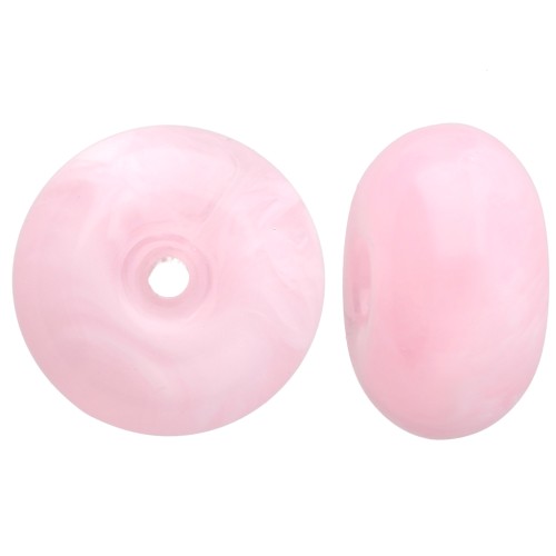 Perle rotonde 12x7 mm in resina traslucida - Rosa chiaro marmorizzato x6