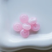 Perle rotonde 12x7 mm in resina traslucida - Rosa chiaro marmorizzato x6