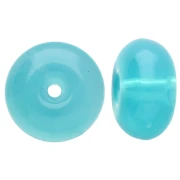 Perle rotonde 12x7 mm in resina traslucida - Blu Caraibi x6