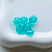 Perle rotonde 12x7 mm in resina traslucida - Blu Caraibi x6