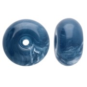 Perle rotonde 12x7 mm in resina opaca - Blu petrolio marmorizzato x6|raw }}