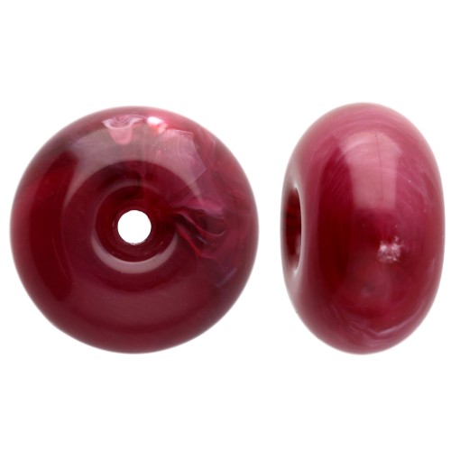 Perle rotonde 12x7 mm in resina opaca - Granato marmorizzato x6