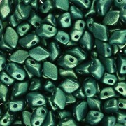 Perla di vetro Mini Gemduo a 2 fori 6x4 mm - Gold Shine Dark Green x5g|raw }}