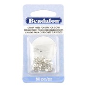 Schiaccini a tubicino da schiacciare 2x1,6 mm per cordoncino elastico da 0,5 mm - Argento x80