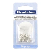 Schiaccini a tubicino da schiacciare 2x1,6 mm per cordoncino elastico da 0,5 mm - Argento x80