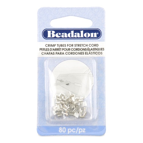 Schiaccini a tubicino da schiacciare 2x1,6 mm per cordoncino elastico da 0,5 mm - Argento x80