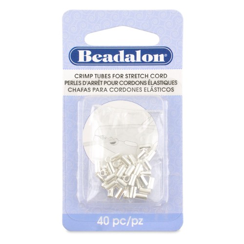 Schiaccini a tubicino da schiacciare 5x2,7 mm per cordoncino elastico da 1 mm - Argento x40