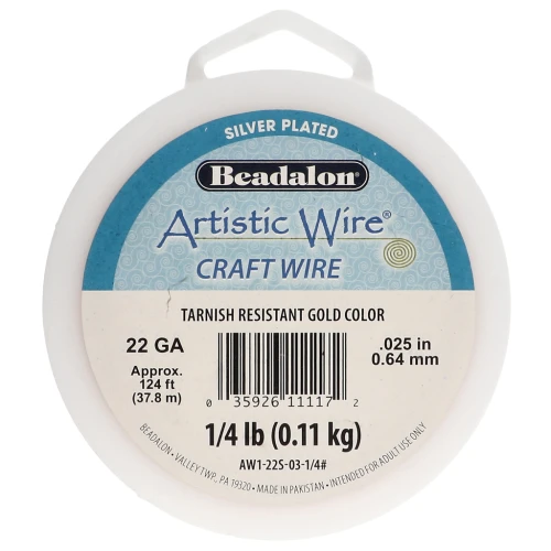 Filo di rame Artistic Wire 0,64 mm - Placcato in argento dorato anti-ossidazione x37.8m