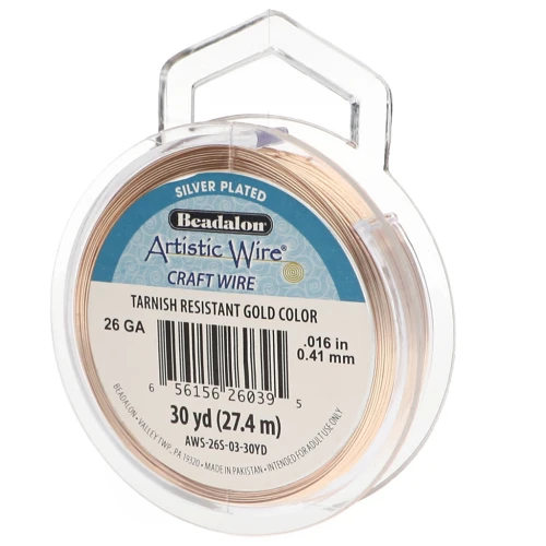 Filo di rame Artistic Wire 0,41 mm - Placcato in argento dorato anti-ossidazione x27.4m