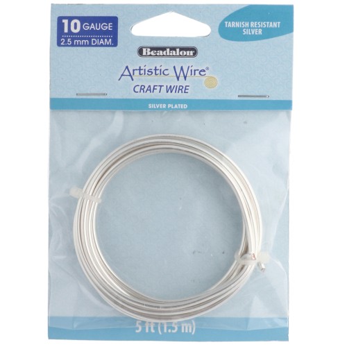 Filo di rame tondo da 2,6 mm Artistic Wire anti-ossidazione - Argento x 1,5 m