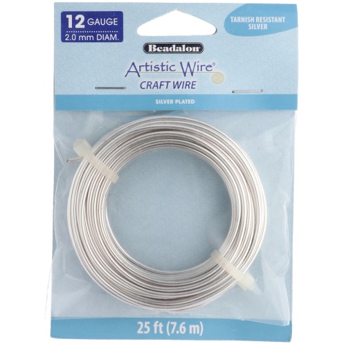 Filo di rame tondo da 2,1 mm Artistic Wire - Placcato argento anti-ossidazione x 7,6 m