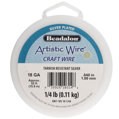Filo di rame tondo da 1 mm Artistic Wire - Placcato argento anti-ossidazione x 15,8 m