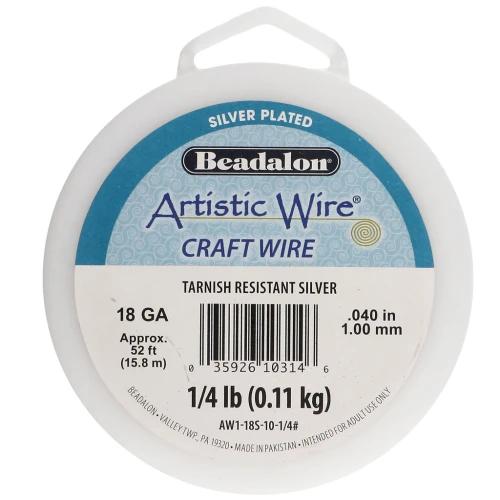 Filo di rame tondo da 1 mm Artistic Wire - Placcato argento anti-ossidazione x15.8m