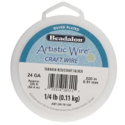 Filo di rame tondo 0,51 mm Artistic Wire anti-ossidazione - Argento x 62,4 m