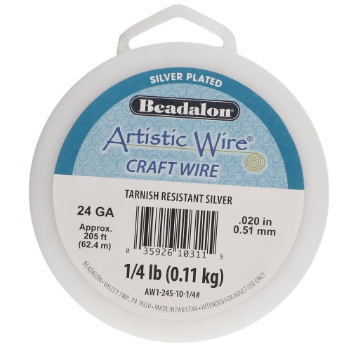 Filo di rame tondo 0,51 mm Artistic Wire - Placcato argento anti-ossidazione x 62,4 m