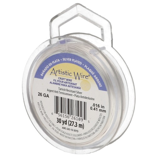 Filo di rame tondo da 0,41 mm Artistic Wire - Placcato argento anti-ossidazione x 27,4 m