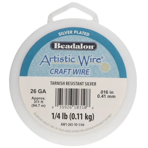 Filo di rame tondo da 0,41 mm Artistic Wire - Placcato argento anti-ossidazione x94.7m