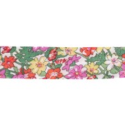 Sbieco in tessuto Liberty - Isla rosa - Verde - Rosa - Giallo x 1 m