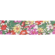Sbieco in tessuto Liberty - Isla rosa - Verde - Rosa - Giallo x 1 m