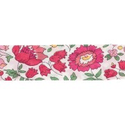 Sbieco in tessuto Liberty - D'anjo - Bianco - Ciliegia - Verde x 1 m