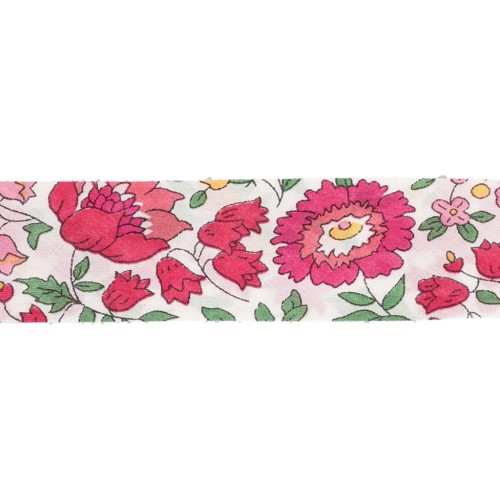 Sbieco in tessuto Liberty - D'anjo - Bianco - Ciliegia - Verde x 1 m