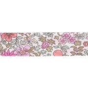 Sbieco in tessuto Liberty - Fruit punch - Bianco - Rosa - Verde pastello x 1 m