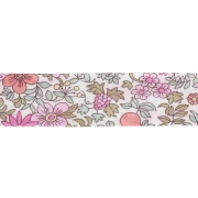 Sbieco in tessuto Liberty - Fruit punch - Bianco - Rosa - Verde pastello x 1 m