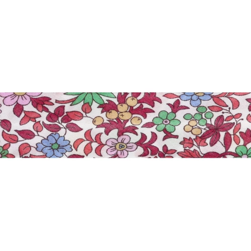 Sbieco in tessuto Liberty - Fruit punch - Bianco - Multicolore x 1 m