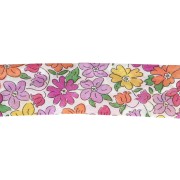 Sbieco in tessuto Liberty - Biologico - Bianco - Fucsia - Lilla x 1 m