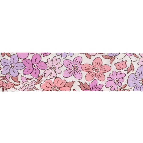 Sbieco in tessuto Liberty - Organic - Crema - Rosa antico - Malva x1m