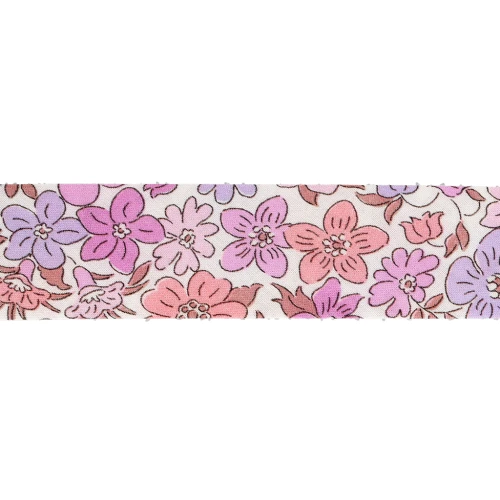 Sbieco in tessuto Liberty - Organic - Crema - Rosa antico - Malva x1m