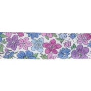 Sbieco in tessuto Liberty - Biologico - Bianco - Viola - Blu x 1 m