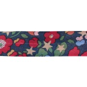 Sbieco in tessuto Liberty - Christmas Betsy - Blu notte - Rosso - Dorato x 1 m