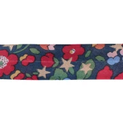 Sbieco in tessuto Liberty - Christmas Betsy - Blu notte - Rosso - Dorato x 1 m
