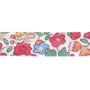 Sbieco in tessuto Liberty - Christmas Betsy - Bianco - Rosso - Dorato x 1 m