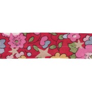 Sbieco in tessuto Liberty - Christmas Betsy - Rosso - Rosa - Dorato x 1 m