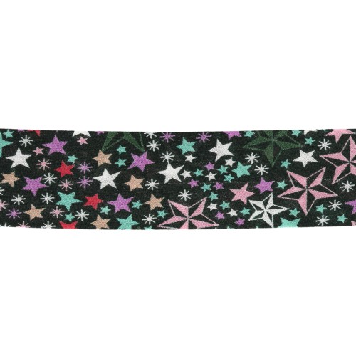 Sbieco in tessuto Liberty - Adelajda - Nero - Multicolore x 1 m