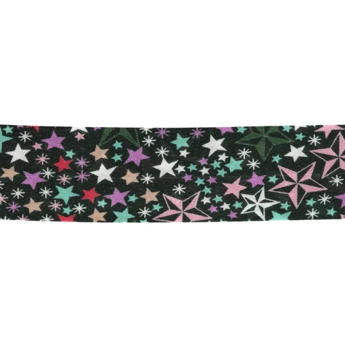 Sbieco in tessuto Liberty - Adelajda - Nero - Multicolore x 1 m