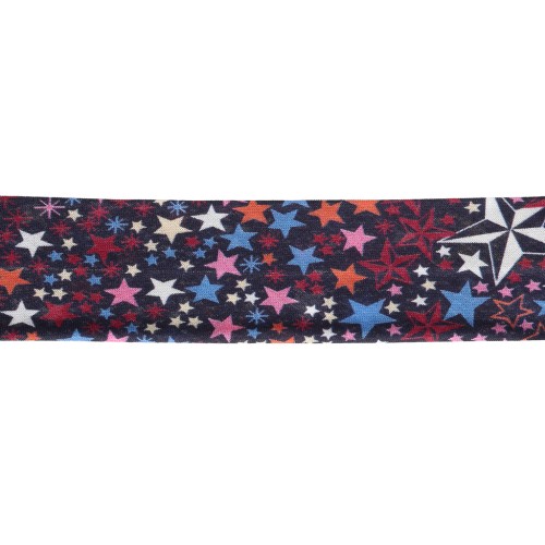 Sbieco in tessuto Liberty - Adelajda - Blu notte - Multicolore x 1 m